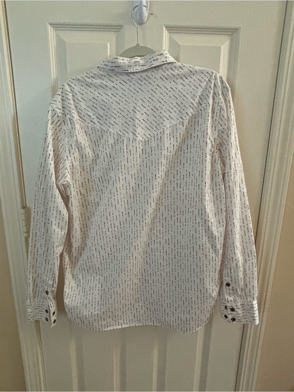 Gibson White Long-Sleeve Shirt with Navy Linear Print